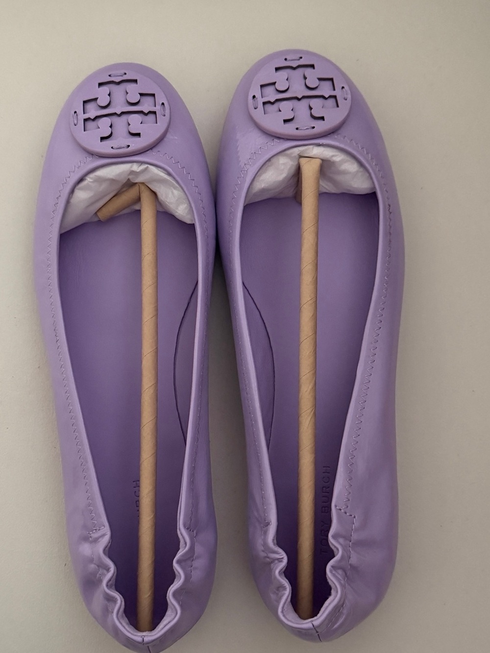 NIB Tory Burch Minnie Travel Ballet Flats Lavender Cloud Patent Leather Size 9.5 - Picture 5 of 10